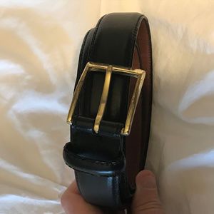 Jos A Bank-Belt-Black Leather w Brass Buckle-Sz 38